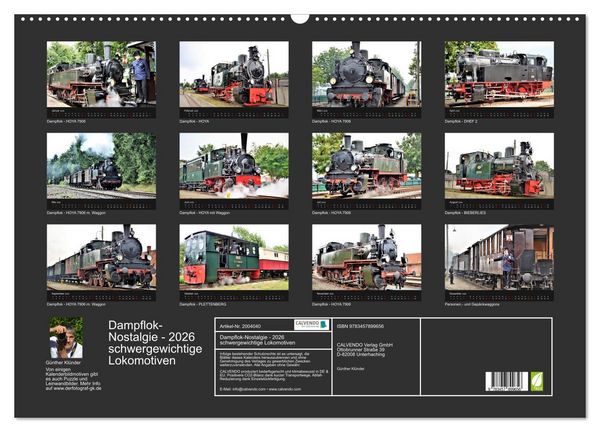 Produktbild: Dampflok-Nostalgie - 2026 schwergewichtige Lokomotiven (Wandkalender 2026 DIN A2 quer), CALVENDO Monatskalender