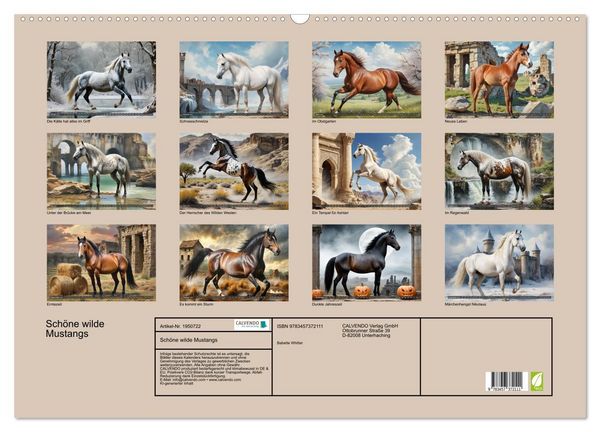 Produktbild: Sch&ouml;ne wilde Mustangs (Wandkalender 2026 DIN A2 quer), CALVENDO Monatskalender