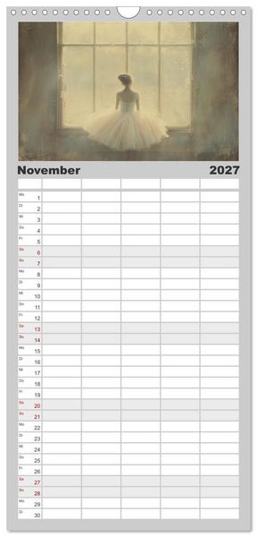 Produktbild: Familienplaner 2027 - Im Pas de Deux mit der Stille mit 5 Spalten (Wandkalender, 21 x 45 cm) CALVENDO