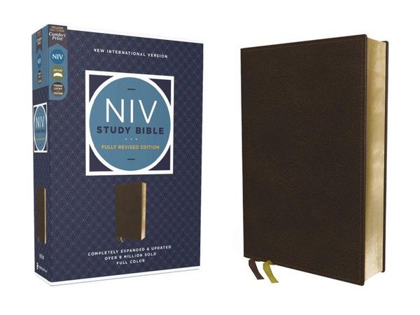 Produktbild: NIV Study Bible, Fully Revised Edition (Study Deeply. Believe Wholeheartedly.), Genuine Leather, Calfskin, Brown, Red Letter, Comfort Print