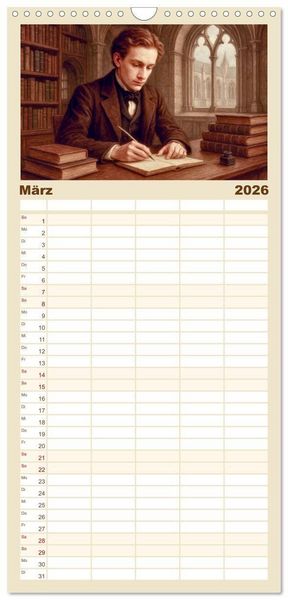 Produktbild: Familienplaner 2026 - Theodor Storm. Sein Leben, seine Werke mit 5 Spalten (Wandkalender, 21 x 45 cm) CALVENDO
