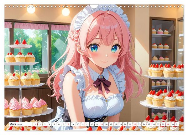 Produktbild: Manga Caf&eacute; Tr&auml;ume - Kawaii Anime-Kalender voller s&uuml;&szlig;er Momente (Wandkalender 2026 DIN A3 quer), CALVENDO Monatskalender
