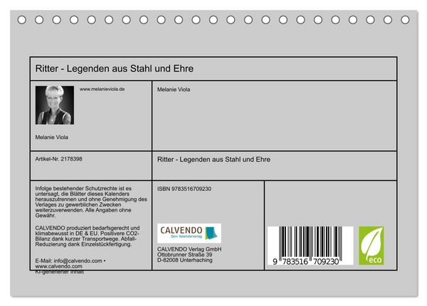 Produktbild: Ritter - Legenden aus Stahl und Ehre (Tischkalender 2026 DIN A5 quer), CALVENDO Monatskalender