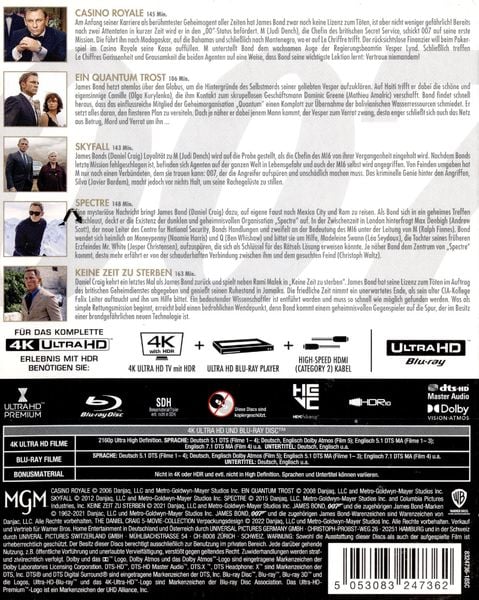 James Bond - The Daniel Craig 5-Movie-Collection (4K Ultra HD) (5 BR4K) (+ 5 Blu-ray2D)
