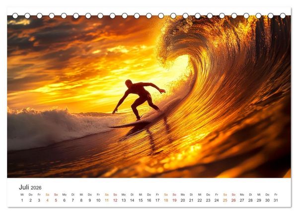 Produktbild: Surfen - Ride the Wave (Tischkalender 2026 DIN A5 quer), CALVENDO Monatskalender