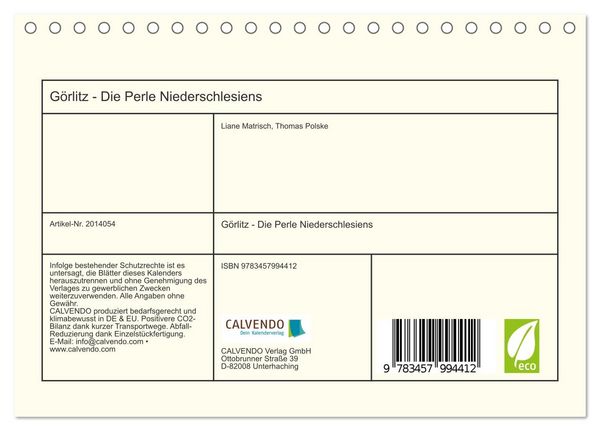 Produktbild: G&ouml;rlitz - Die Perle Niederschlesiens (Tischkalender 2026 DIN A5 quer), CALVENDO Monatskalender