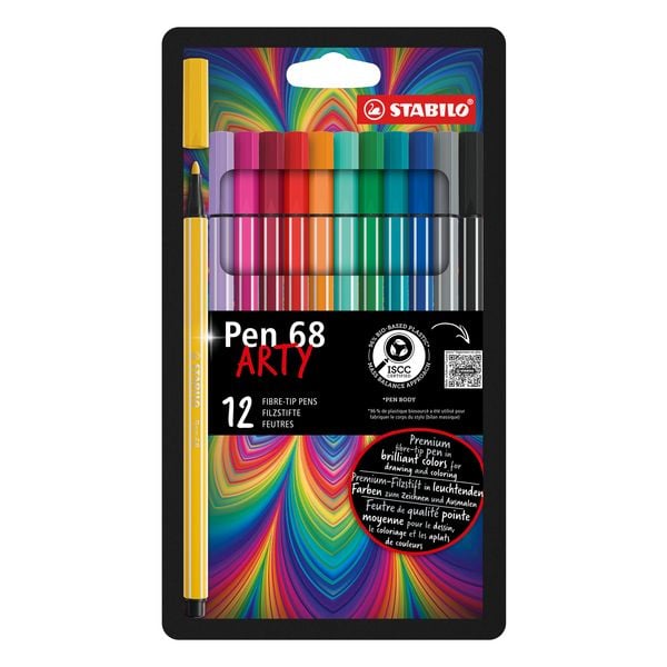 Produktbild: STABILO Premium-Filzstift -   Pen 68 - ARTY - 12er Pack mit H&auml;ngelasche - mit 12 verschiedenen Farben