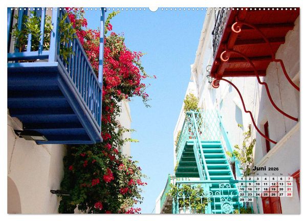 Produktbild: Liebenswertes Griechenland Amorgos und Mykonos (Wandkalender 2026 DIN A2 quer), CALVENDO Monatskalender
