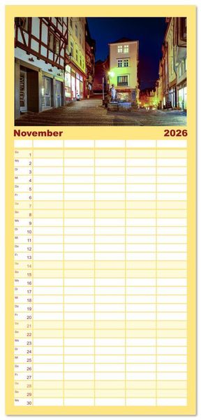 Produktbild: Familienplaner 2026 - Mein historisches Marburg mit 5 Spalten (Wandkalender, 21 x 45 cm) CALVENDO