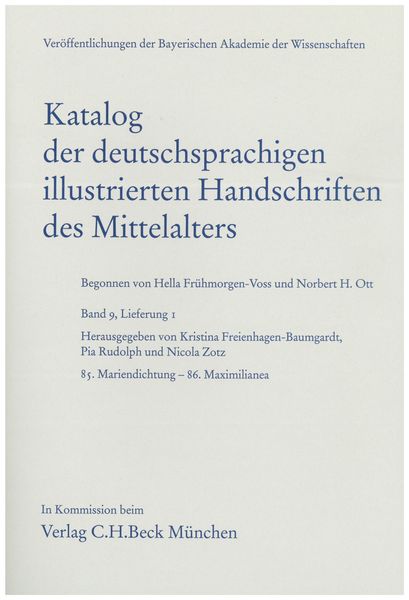 Produktbild: Katalog der deutschsprachigen illustrierten Handschriften des Mittelalters Band 9, Lfg. 1