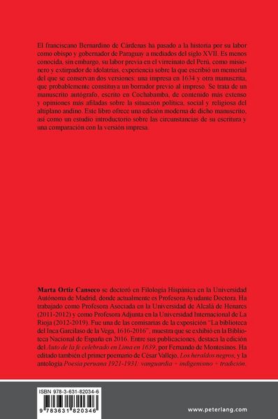 Produktbild: Bernardino de C&aacute;rdenas Memorial y relaci&oacute;n de cosas muy graves y muy importantes al remedio y aumento del reino del Per&uacute;