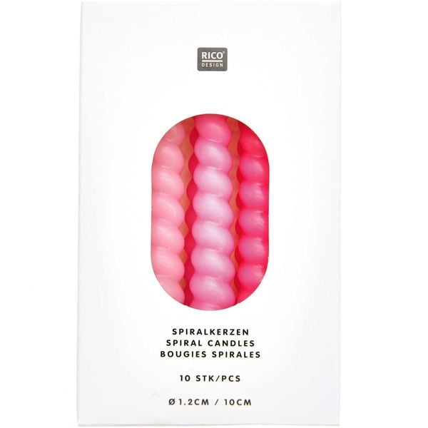 Produktbild: Spiralkerzen, Pink Mix, 10 Stk, &Oslash; 1,2 cm x 10 cm hoch