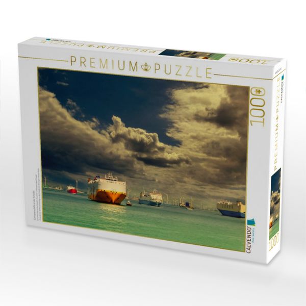 Produktbild: CALVENDO Puzzle Containerschiffe in der Schelde | 1000 Teile Lege-Gr&ouml;&szlig;e 64x48cm Foto-Puzzle f&uuml;r gl&uuml;ckliche Stunden