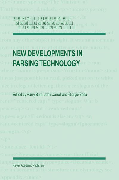 Produktbild: New Developments in Parsing Technology