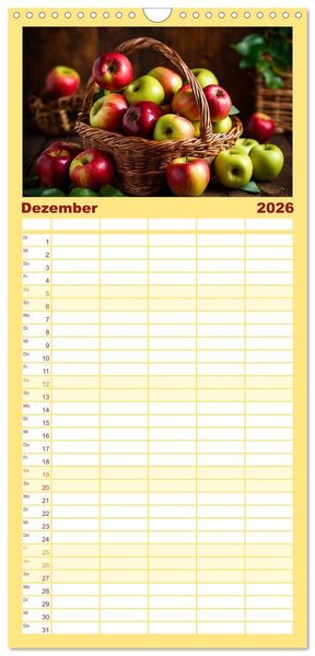 Produktbild: Familienplaner 2026 - Gesundes frisches Obst mit 5 Spalten (Wandkalender, 21 x 45 cm) CALVENDO