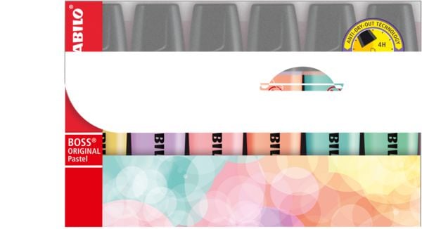Produktbild: STABILO Textmarker - BOSS ORIGINAL Pastel - 6er Pack: Gelb, Pfirsich, Rouge, Lila, Minzgr&uuml;n, T&uuml;rkis