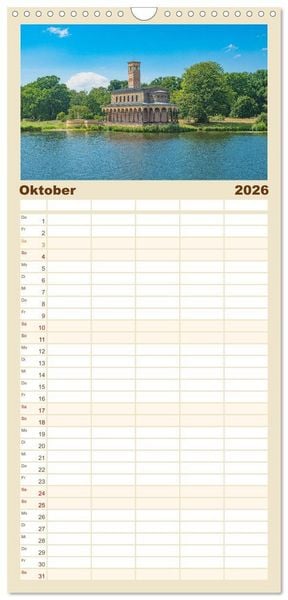 Produktbild: Familienplaner 2026 - Potsdam - Schl&ouml;sser, Parks und der Alte Fritz mit 5 Spalten (Wandkalender, 21 x 45 cm) CALVENDO