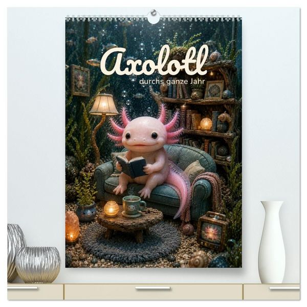 Produktbild: Axolotl durchs ganze Jahr (hochwertiger Premium Wandkalender 2027 DIN A2 hoch), Kunstdruck in Hochglanz