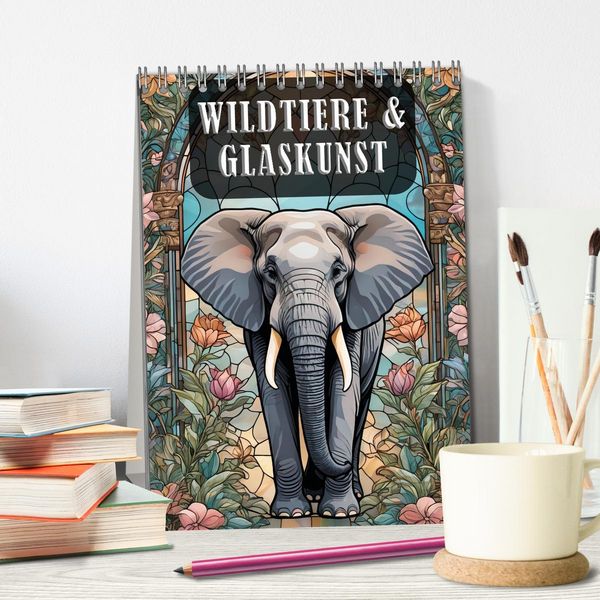 Produktbild: Wildtiere und Glaskunst im Tiffany Stil (Tischkalender 2026 DIN A5 hoch), CALVENDO Monatskalender