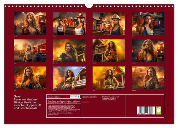 Produktbild: Sexy Feuerwehrfrauen: Hitzige Heldinnen zwischen Lippenstift und L&ouml;scheinsatz (Wandkalender 2027 DIN A3 quer), CALVENDO Monatskalender