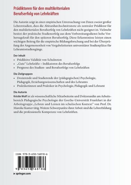 Produktbild: Pr&auml;diktoren f&uuml;r den multikriterialen Berufserfolg von Lehrkr&auml;ften