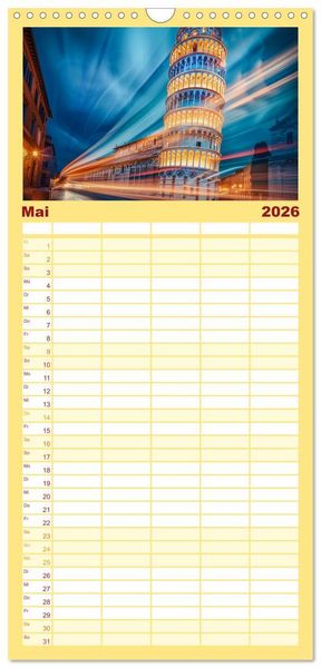 Produktbild: Familienplaner 2026 - Ber&uuml;hmte Wahrzeichen mit 5 Spalten (Wandkalender, 21 x 45 cm) CALVENDO