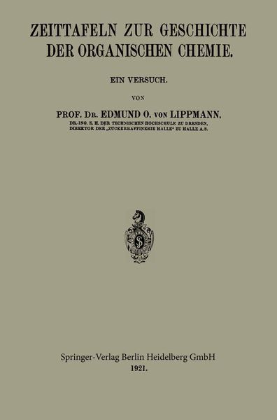 Produktbild: Zeittafeln zur Geschichte der Organischen Chemie