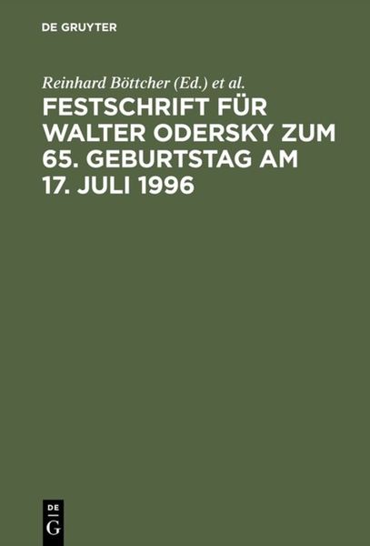 Produktbild: Festschrift f&uuml;r Walter Odersky zum 65. Geburtstag am 17. Juli 1996