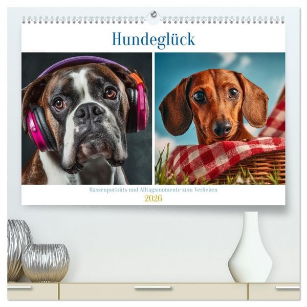 Produktbild: Hundegl&uuml;ck (hochwertiger Premium Wandkalender 2026 DIN A2 quer), Kunstdruck in Hochglanz