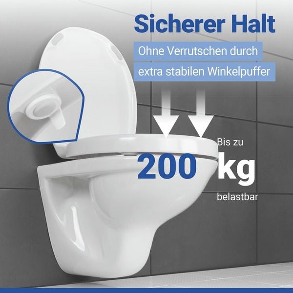 Produktbild: WC Sitz Mod. Secura Comfort, mit 5 cm Sitzerh&ouml;hung, belastbar bis 200 kg