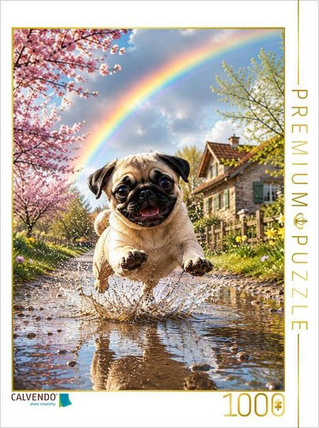 CALVENDO Puzzle Pfützenspaß im Frühling | 1000 Teile Lege-Größe 64 × 48 cm Foto-Puzzle für glückliche Stunden