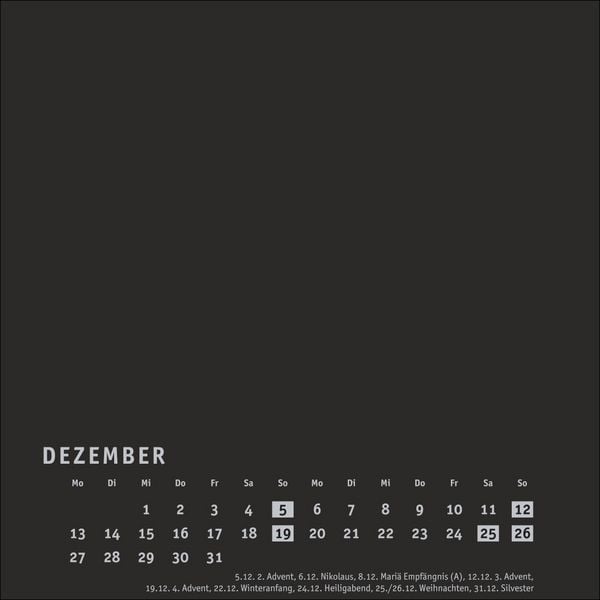 Produktbild: Premium-Bastelkalender schwarz klein 2027