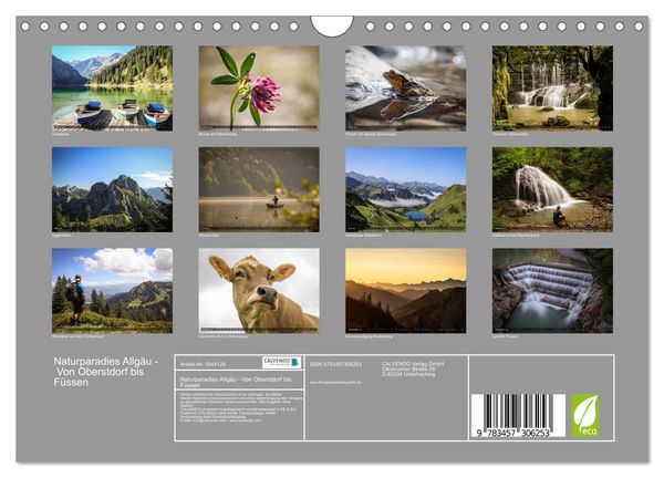 Produktbild: Naturparadies Allg&auml;u - Von Oberstdorf bis F&uuml;ssen (Wandkalender 2026 DIN A4 quer), CALVENDO Monatskalender