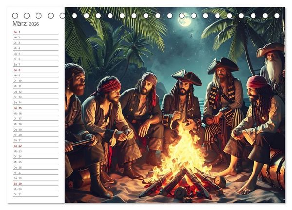 Produktbild: KI Piraten - Abenteuer der Seer&auml;uber auf hoher See (Tischkalender 2026 DIN A5 quer), CALVENDO Monatskalender