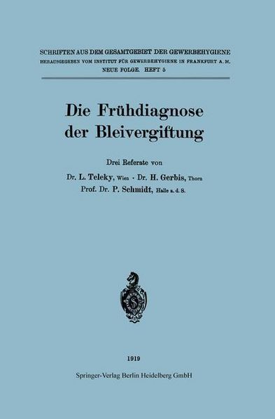 Produktbild: Die Fr&uuml;hdiagnose der Bleivergiftung