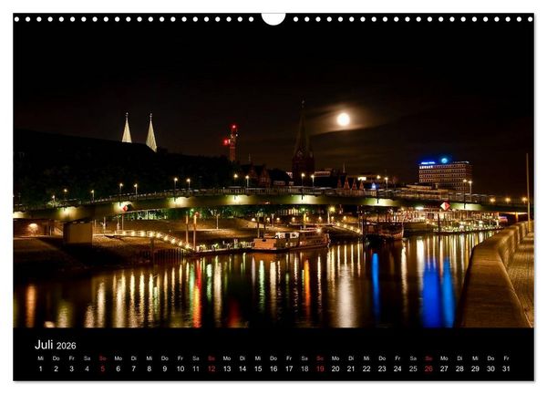 Produktbild: Bremen bei Nacht (Wandkalender 2026 DIN A3 quer), CALVENDO Monatskalender