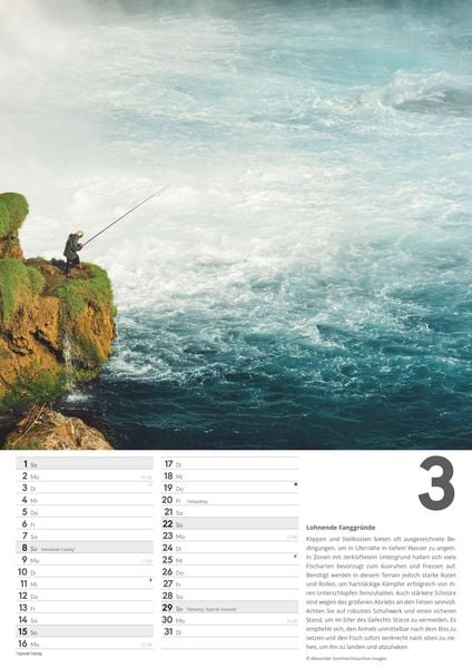 Produktbild: Der große Angelkalender 2026 - Bildkalender A3 (29,7x42 cm) - mit vielen Zusatzinformationen aus der Anglerwelt und Platz für Notizen - Wandkalender