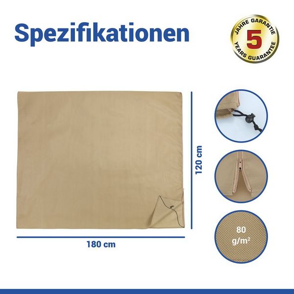 Produktbild: Pflanzenschutz-Vlies 180 x 120 cm, Beige, rei&szlig;festes Wintervlies f&uuml;r Pflanzen