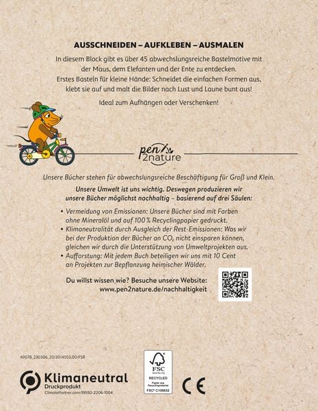 Produktbild: Die Maus: Mein Bastel-Mal-Spaß. Bastelbuch für Kinder ab 3 Jahren