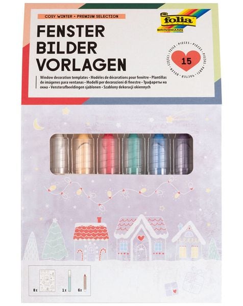 Fensterbilder Vorlagen-Set COSY WINTER 15-teilig