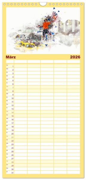 Produktbild: Familienplaner 2026 - Basketball Art mit 5 Spalten (Wandkalender, 21 x 45 cm) CALVENDO