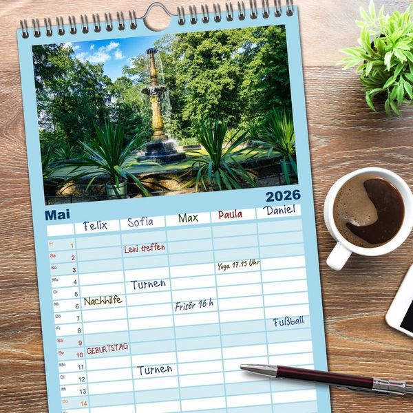Produktbild: Familienplaner 2026 - Reiseziele in Deutschland mit 5 Spalten (Wandkalender, 21 x 45 cm) CALVENDO