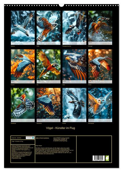 Produktbild: V&ouml;gel - K&uuml;nstler im Flug (Wandkalender 2026 DIN A2 hoch), CALVENDO Monatskalender