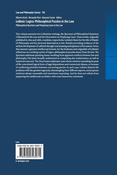 Produktbild: Leibniz: Logico-Philosophical Puzzles in the Law