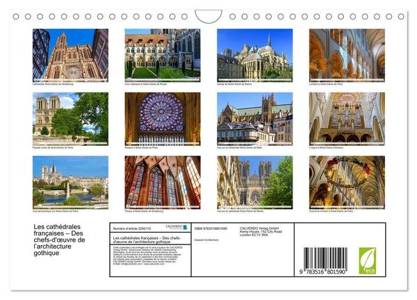 Produktbild: Les cath&eacute;drales fran&ccedil;aises &ndash; Des chefs-d'&oelig;uvre de l&rsquo;architecture gothique (Calendrier mural 2027 DIN A4 vertical), CALVENDO calendrier mensuel