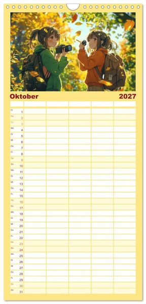 Produktbild: Familienplaner 2027 - Anime Kalender &ndash; Charaktere im Slice-of-Life Stil mit 5 Spalten (Wandkalender, 21 x 45 cm) CALVENDO