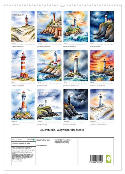 Produktbild: Leuchtt&uuml;rme, Wegweiser der Meere (hochwertiger Premium Wandkalender 2026 DIN A2 hoch), Kunstdruck in Hochglanz
