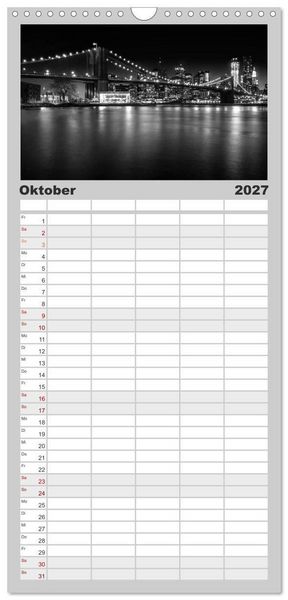 Produktbild: Familienplaner 2027 - New York &ndash; The Big Apple mit 5 Spalten (Wandkalender, 21 x 45 cm) CALVENDO