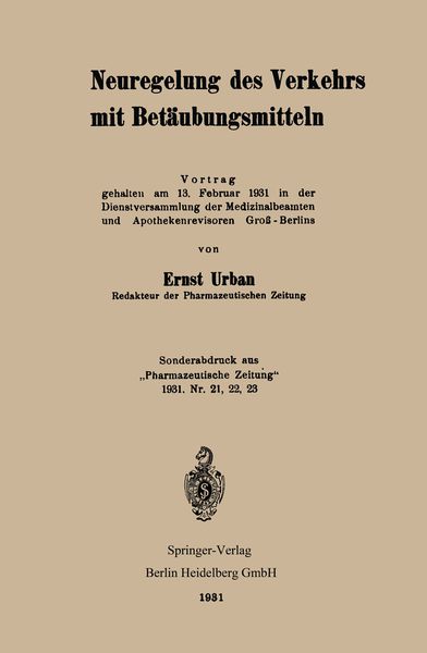 Produktbild: Neuregelung des Verkehrs mit Bet&auml;ubungsmitteln