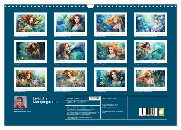 Produktbild: Liebliche Meerjungfrauen (Wandkalender 2026 DIN A3 quer), CALVENDO Monatskalender